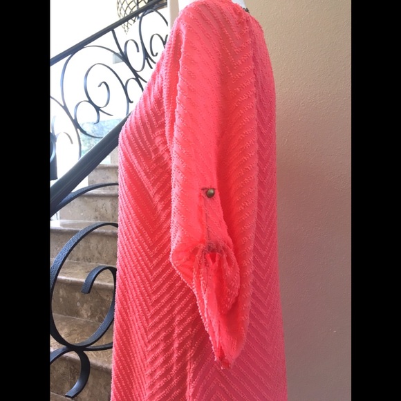 Women’s coral color Dress, Coverup Or Tunic Top! So Versatile! Vacay! - Picture 2 of 7
